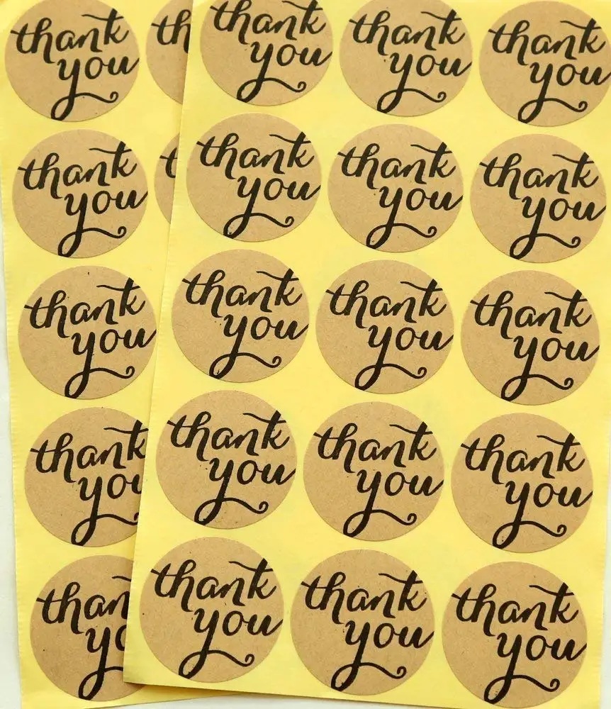 Buy Thank You Round Kraft Paper Sticker Labels Packaging Seals Crafts ...