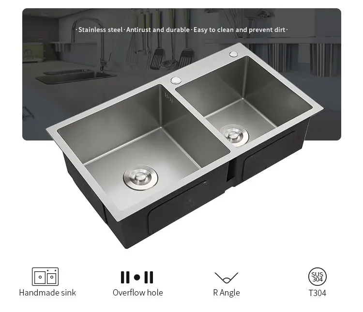 Luxury Nano Finish Ss Undermount Double Bowl Stainless Steel Kitchen