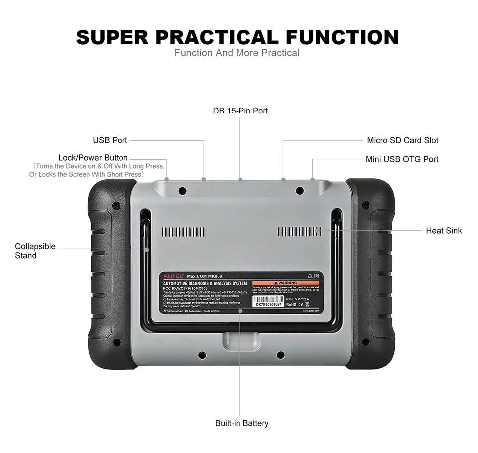 Original Autel Maxicom Mk808 Obd2 Scanner Diagnostic Tool With All ...