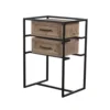 Industrial Black Metal Frame Base Bedside Table Nightstand with 2 Drawers