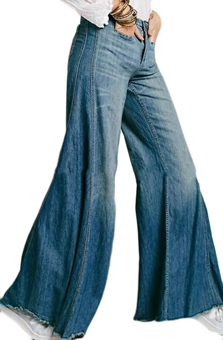 Joe Wenko Women Denim Stylish Trousers Pants Hole Jean Overalls