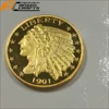 2018 Wenzhou Factory 1915 Indian Head Liberty Standing American Eagle Gold Antique Coin Necklace