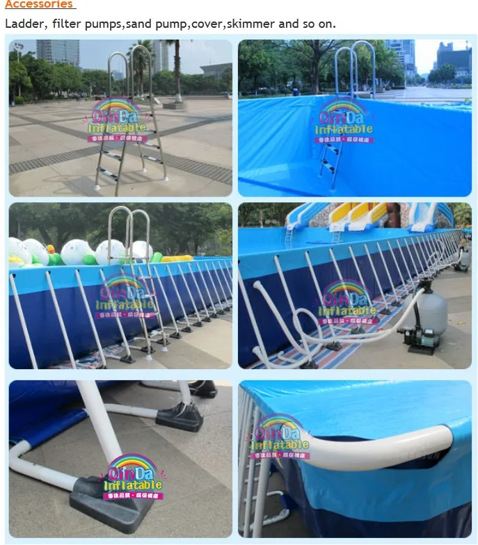 Giant Rectangular Plastic Metal Steel Frame Swimming Pool Portable Water Pools With Pvc Pipe Buy Frame Pool Metal Frame Pool Metal Frame Swimming