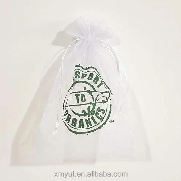 Shoe Bag/organza Pouch Logo or Customized Acceptable Cheap Custom Printed Organza Gift Drawstring Recyclable White with Pink