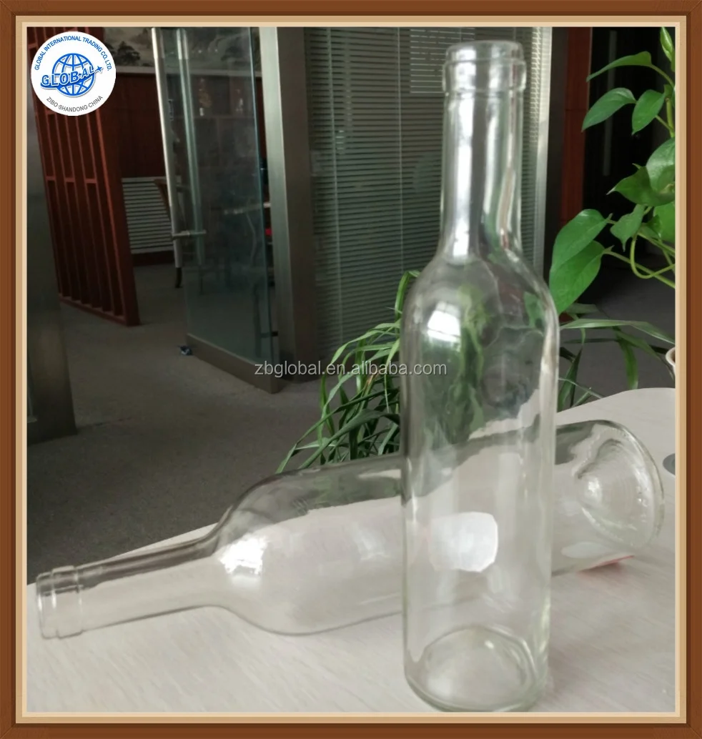 375ml 750ml Customized Flint Clear Bordeaux Wine Glass Bottles With