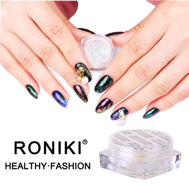 2018 roniki nail salon 21colors chameleon brocade flakes nail