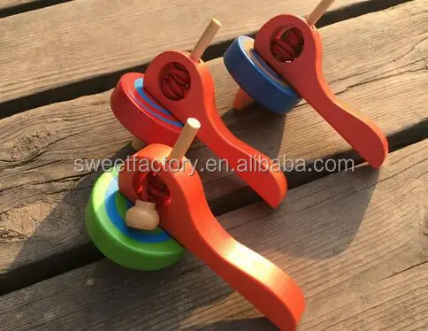 3PCS Wooden Classic Gyro Peg-top Educational Spining Top Developmental Toy 