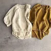 2019 Autumn Kids Toddler Girls Boys Clothings Sets Japan&korean Kids Clothes linen girl clothing
