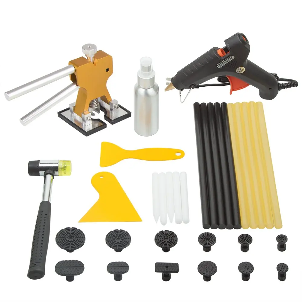 FLY5D/®19Pcs Car Paintless Dent Repair Tools PDR Glue Puller Grip T-handle Dent Puller with 18Pcs Blue Glue Puller