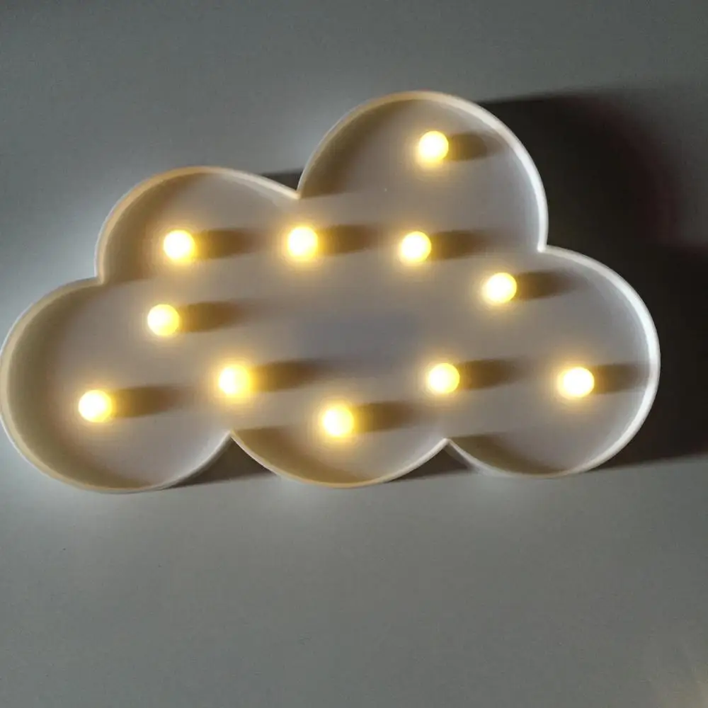 Lámpara De Luz Led De Noche Niños Carpa Carta Luces Nube Forma Signos