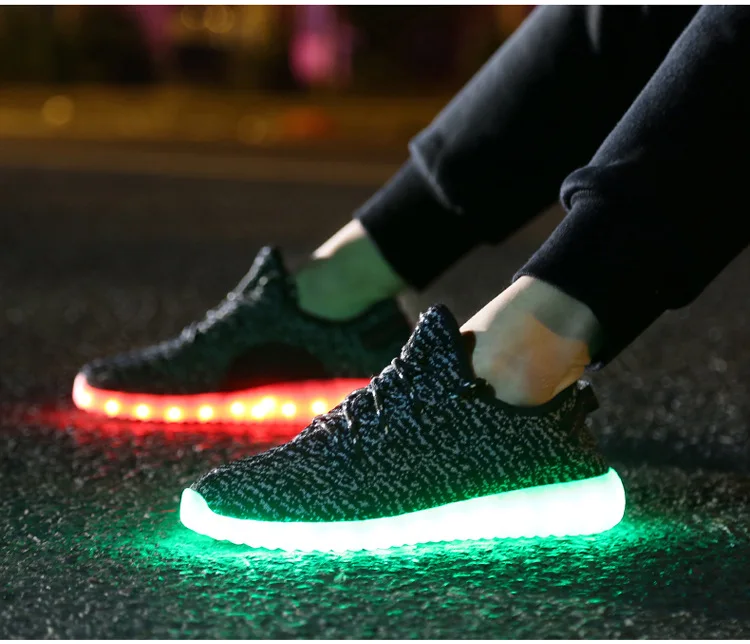 Unisex Women Men USB Charging LED Sport Shoes Flashing Fashion Sneakers