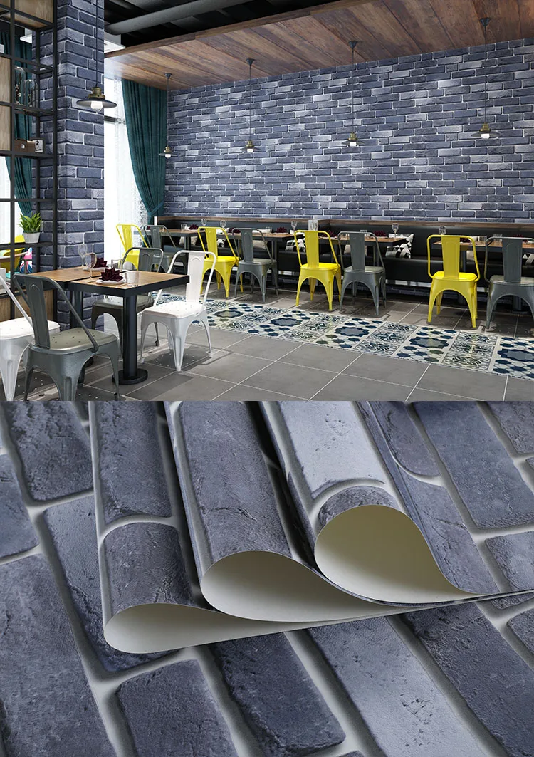 Retro 3d Faux Brick Wall Wallpaper For Cafe Bar Restaurant Decor Stone