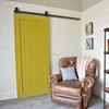 Elegent Top mounted solid wood sliding door full set hardware, green paint wooden single panel barn door