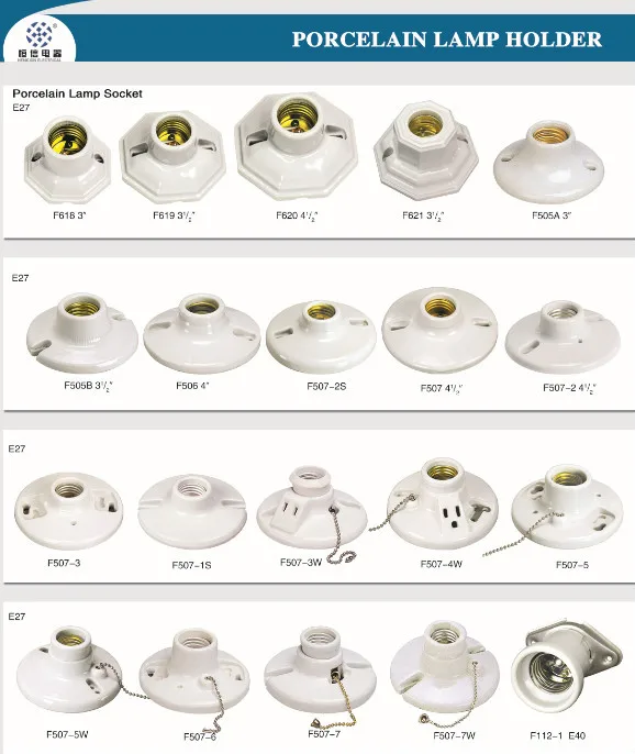 E27 Porcelain Water Proof Lampholder Colorful Ceiling Lamp Holder