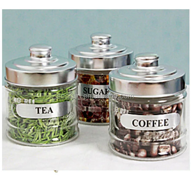 3pcs Glass Coffee Tea Sugar Kitchen Container Sets Spice Jar Buy
