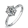 Womens Platinum-Plated-Cupronickel Classic 6 Prong Sparkling Cubic-Zirconia Solitaire Ring