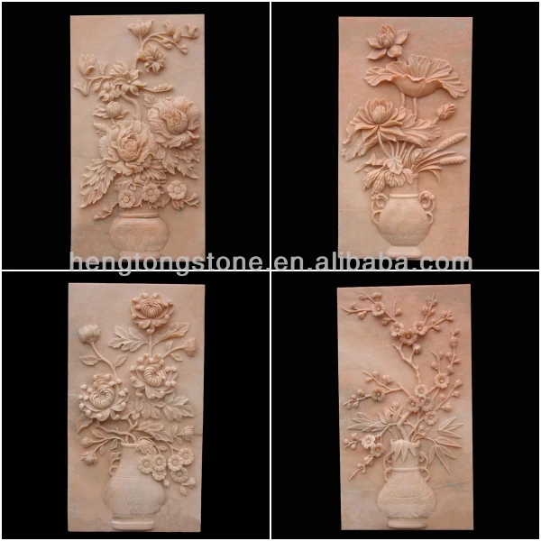 Carved Stone Wall Panel Relief Sculpture