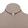 Fashion chocker necklaces black korea wax rope choker necklace with shell