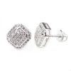 14k Gold Silver Iced Out Simulated Lab Diamond Earrings Mens or Womens 10mm Stop Sign Screw Back Stud Earring
