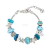 Genya Series New Hot Romantic Beautiful Rhinestone Blue Glass Beaded Bracelets Shell Turtle Wedding Bangles Wholesale 50 Pcs/Bag