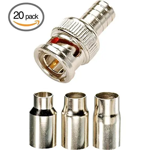 RG6 BNC Male 2pc Crimp-On Connector End Coax Cable CCTV Camera DVR 50 Pack Lot