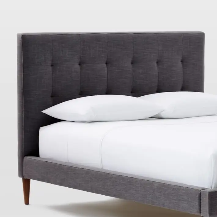 Кровать 150. Кровать 150 на 190. Dark Gray Tufted Linen. Bed Linen with model.