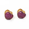 Amazon hot sale popular red heart earrings stud design fashion gold plated earrings cubic zirconia diamond stud earrings