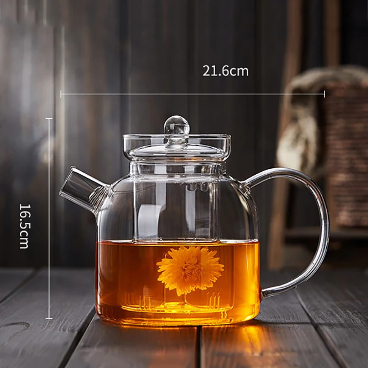 1000ml Stylish Borosilicate Glass Water Kettle With Removable Strainer