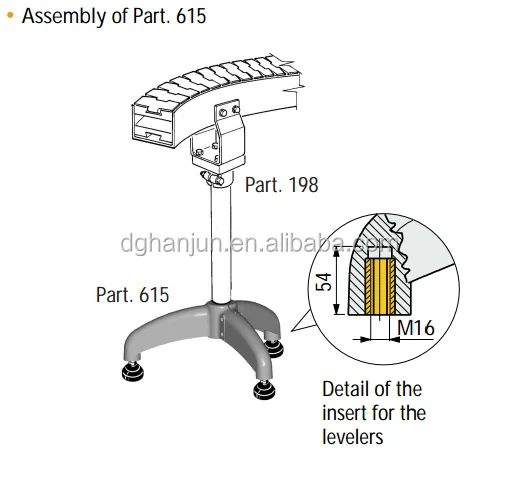 Conveyor H-Stand, 25-1/4to37-1/4In, 51BF