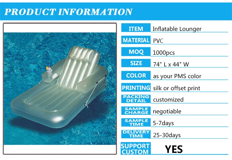 Inflatable Kickback Adjustable Lounger Pool Floating Lounge Chair