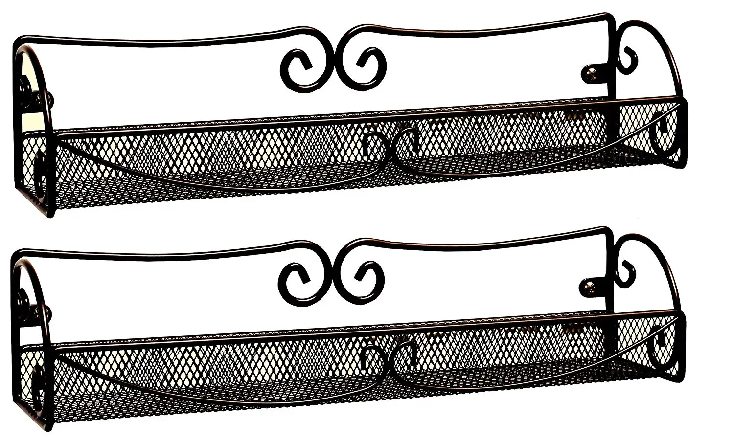 Limited-time discount 2 Pack Wall Mount Single Tier Mesh iron black Spice Rack