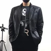 Crocodile print Men suit sheepskin leather jacket business men 100% quality sheepskin jackets