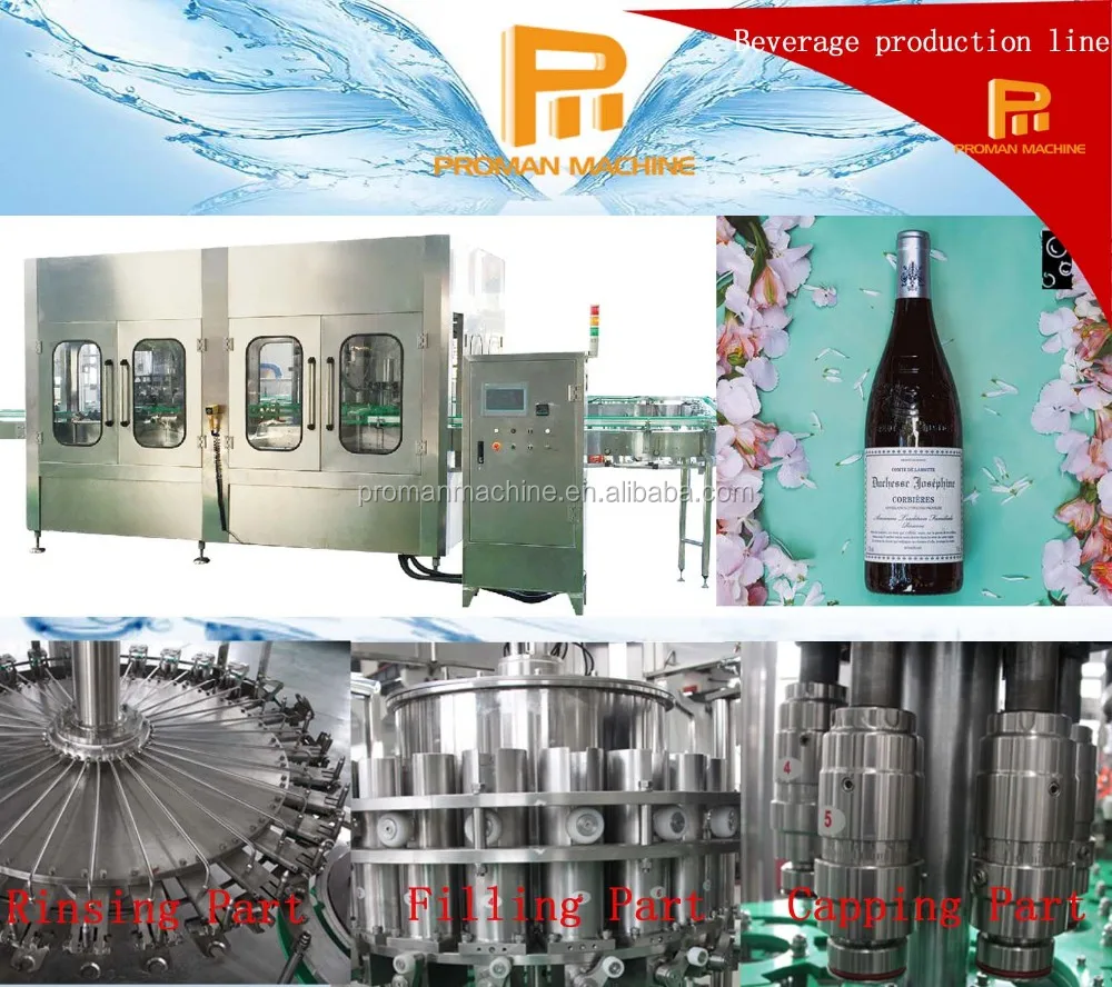750ml Glass Bottle Wine Bottling Machine With Cork Capping Straight