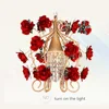 Small Wrought Iron Handmade Red Rose Flower Lamp Pendant Light with Crystal Beaded String