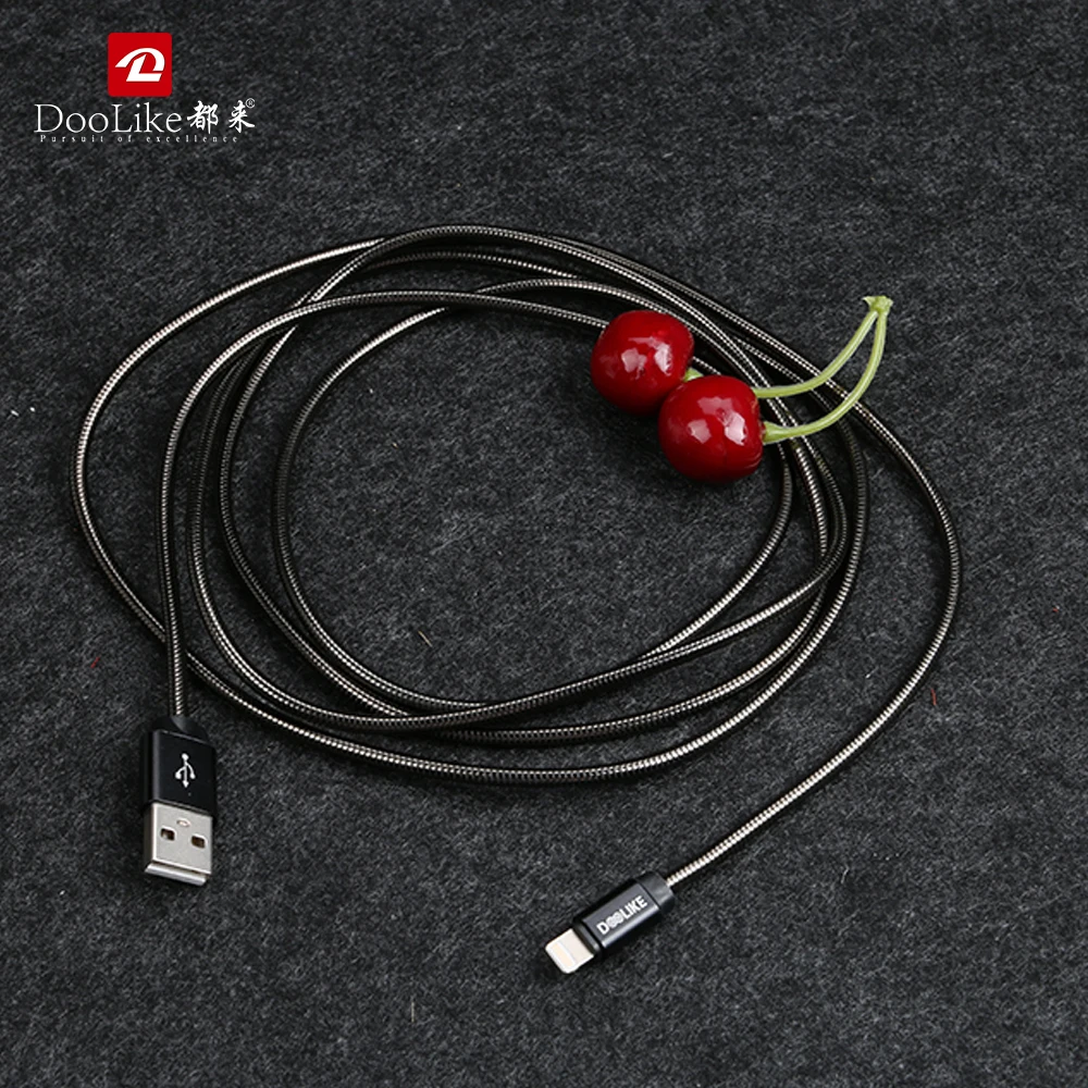 Wholesale Flexible 1.5m Flat Spring Micro USB Cable Charging Cable for iPhone 