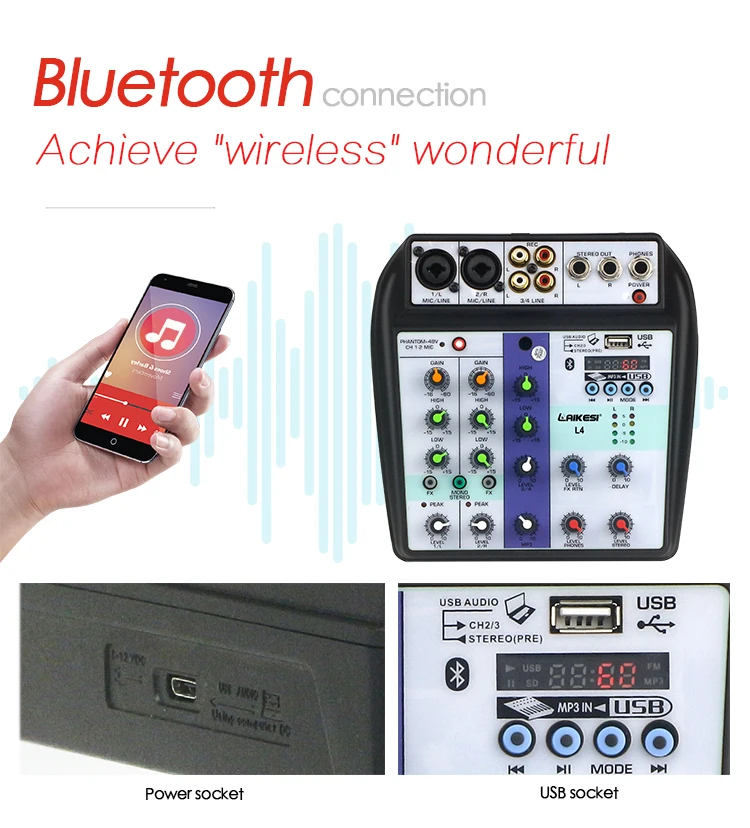 Mezclador profesional de karaoke de 4 canales, mini mezclador de audio, precio