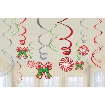 Merry Christmas Colorful Hanging Swirl Decorations Elk Snowflake