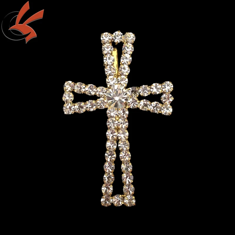Gold Plating Crystal Cross Rhinestone Brooch - Buy Gold Plating Crystal ...