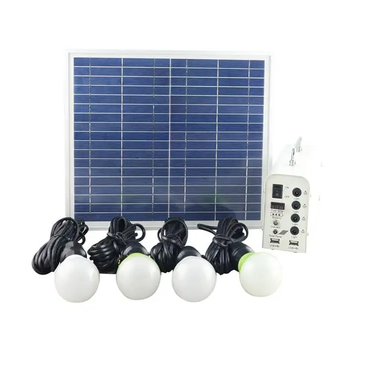 Green Energy Solar Lighting Home System 4 Led Bulbs Solar Indoor