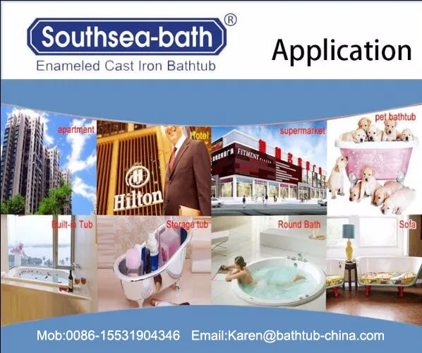 Cheap Portable Freestanding High Quality Cast Iron Enameled Soaking