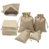 Natural Burlap Bags Wholesale Hemp Jute Hessian Drawstring Sack Small Wedding Favor Gift Straw Jute Bag