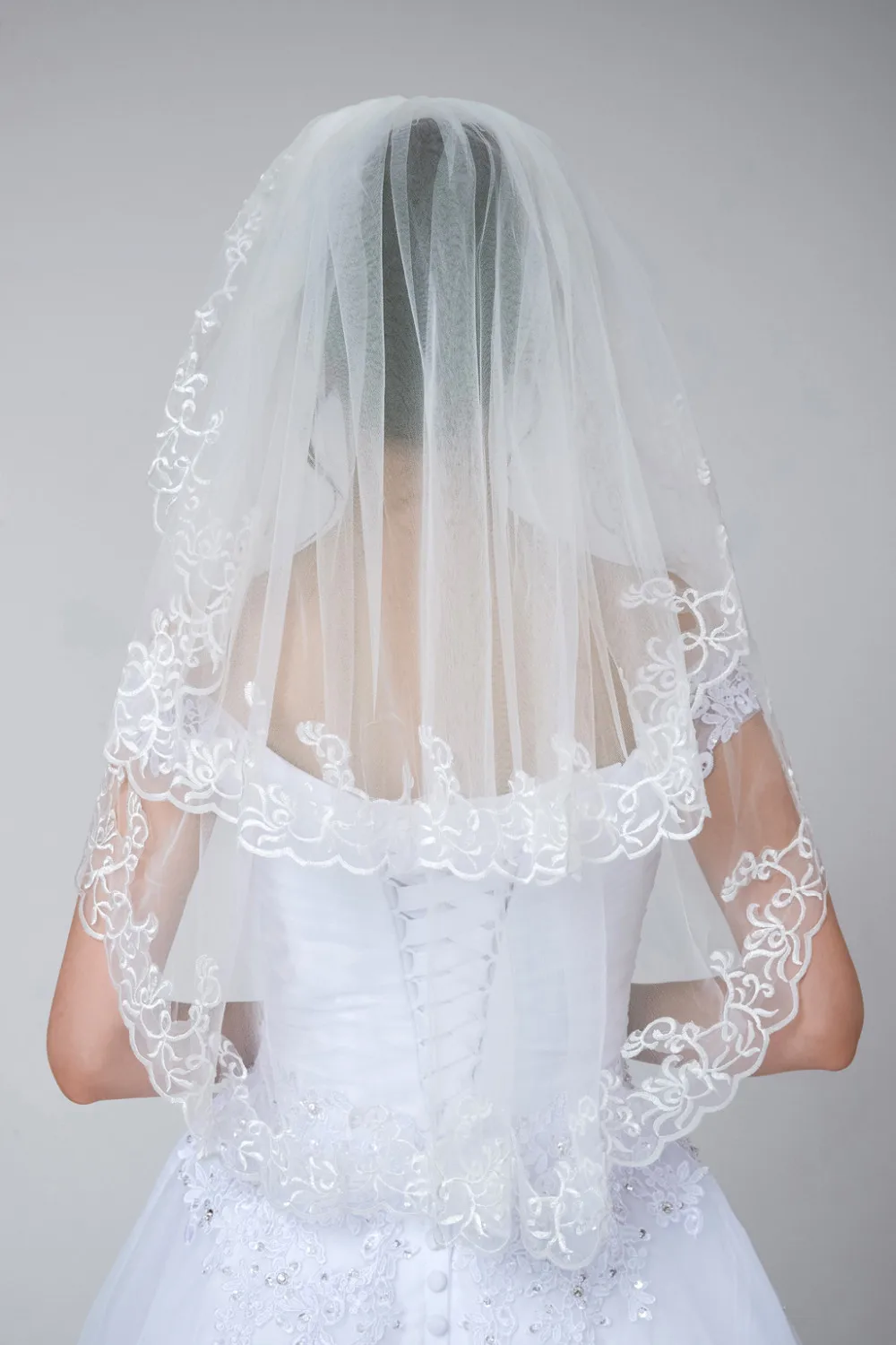 Fancy Lace Wedding Veil Short Bridal Tulle Wedding Veil - Buy Soft ...