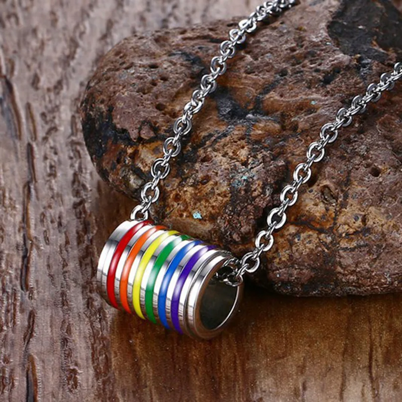Custom Design Jewelry Rainbow Pendant Stainless Steel Lgbt Gay Pride Necklace Buy High Quatily