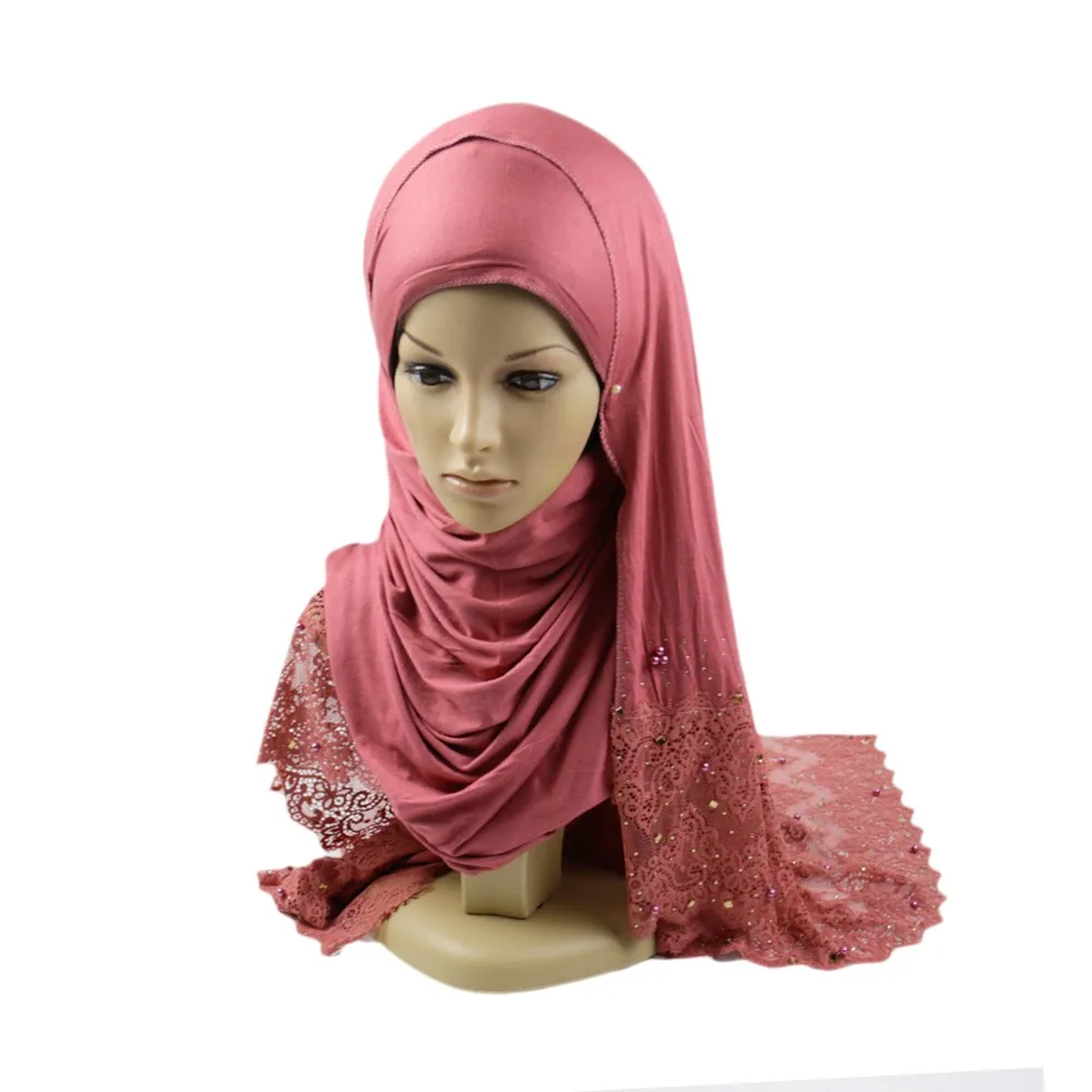 Hot Selling Wholesale Muslim Women Head Shawl Sequined With Pearl Scarf ...