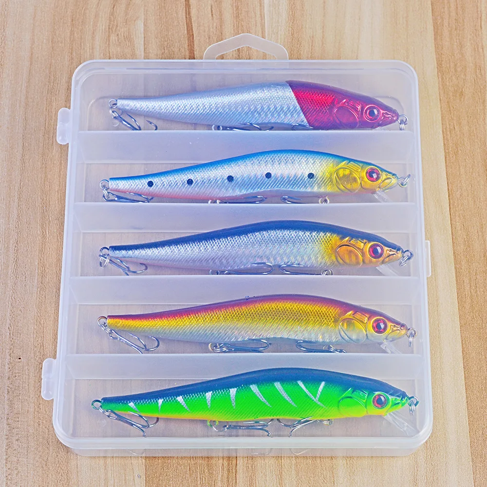 Peche 5pcs Fishing Lure Clamshell Packaging Lure Set Fishing Plastic Hard Minnow Fishing Lures