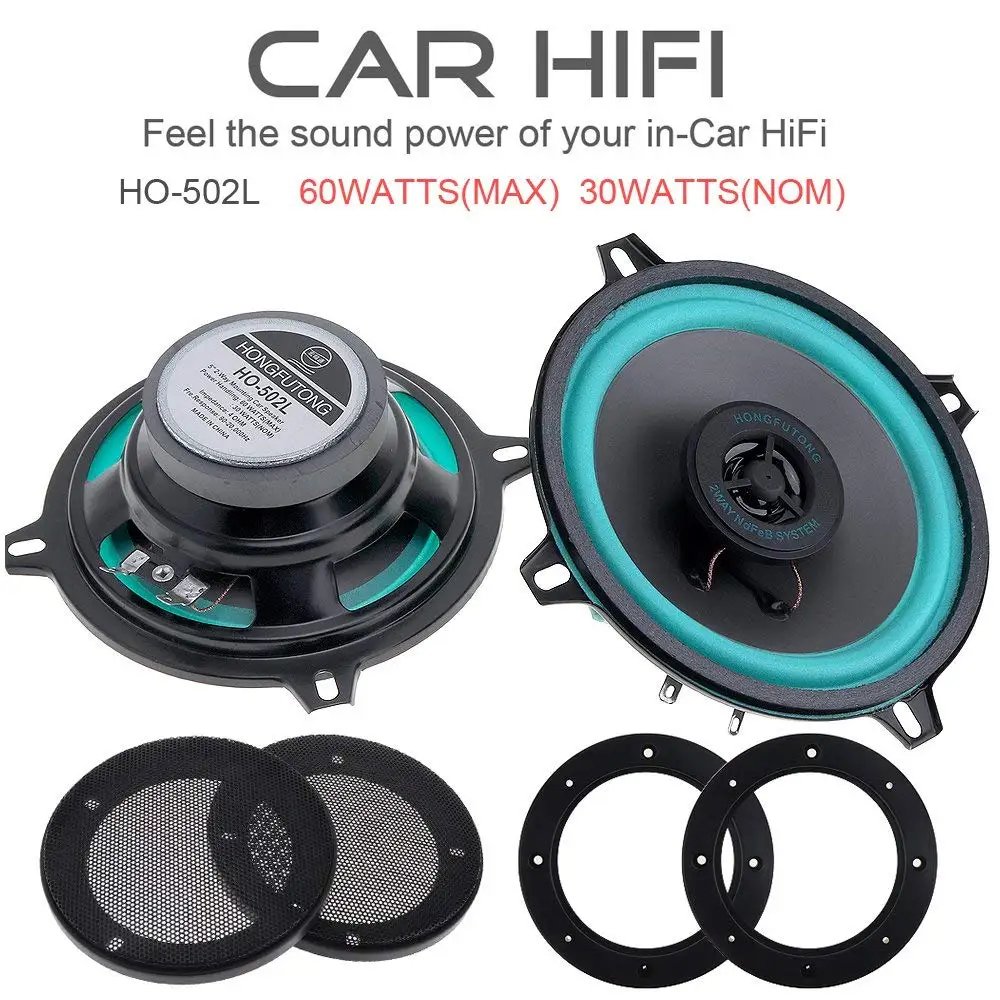 ePathChina/® 2pcs 60W 2 Way Car Coaxial Automobile Car Hifi Full Range Frequency Sensitivity Power Loudspeaker 5 Inch