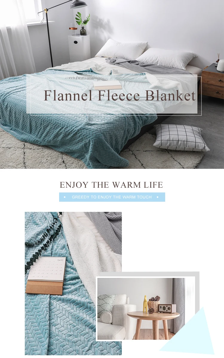 Manufacturer custom luxury flannel jacquard blanket thickening lambskin double blanket