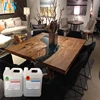 Hrad Glass Slow Cured Unique Epoxy Glow in The Dark Dining Wood Blue River Table