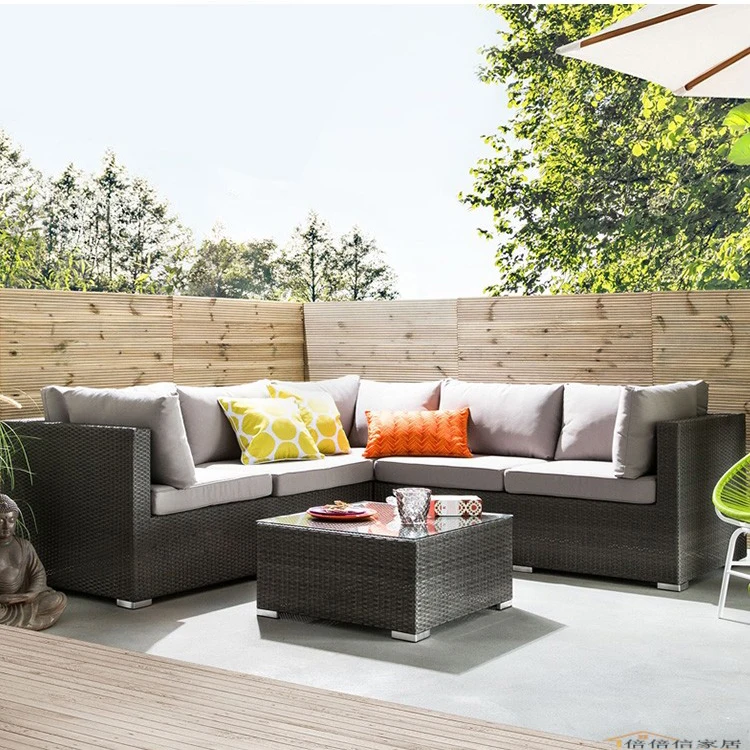 Cheap Italian Patio Poly Rattan Furniture Outdoor Garden U Shape Sectional Sofa