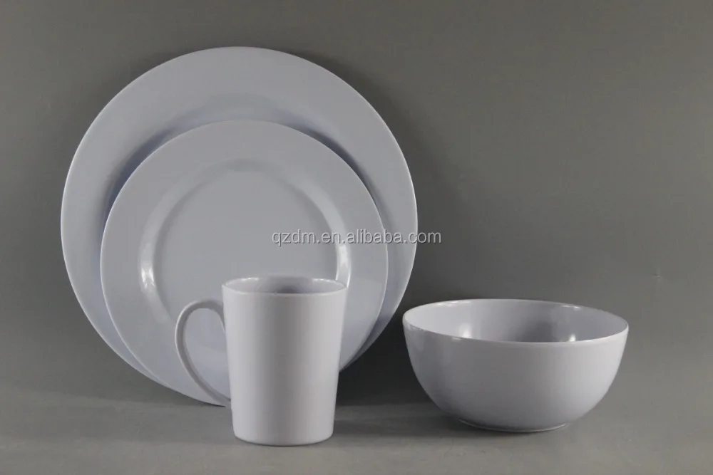 4 Pieces White Melamine Dinner Set For One Person